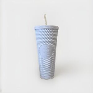 Starbucks White Bling Tumbler (Teal Interior) 24oz Venti With Clear Straw NEW
